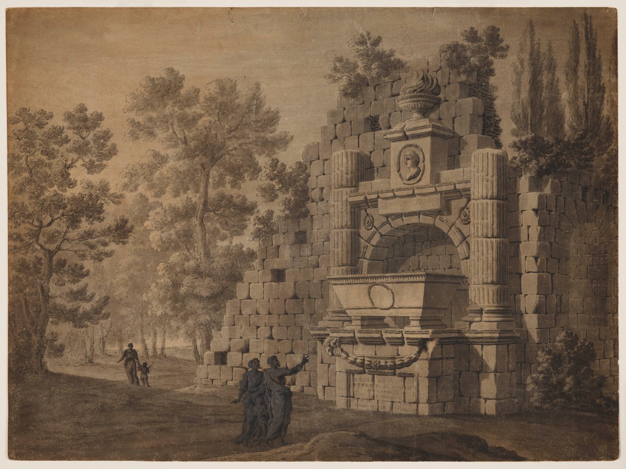 Capriccio antik alakokkal romos klasszikus emlékművek között alkotó: Robert Adam