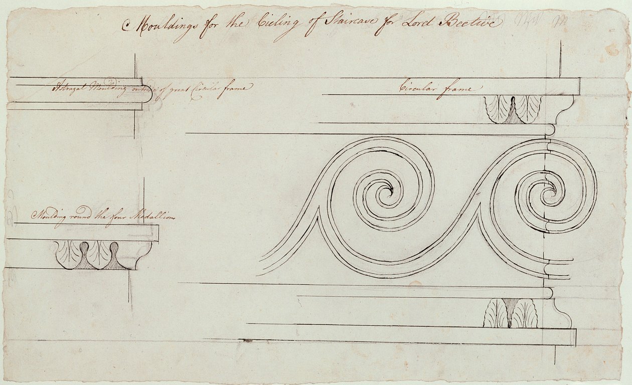 Tervezés a lépcsőház díszlécéhez, Headfort House, 1772 (toll és fekete tinta grafit felett papíron) alkotó: Robert Adam