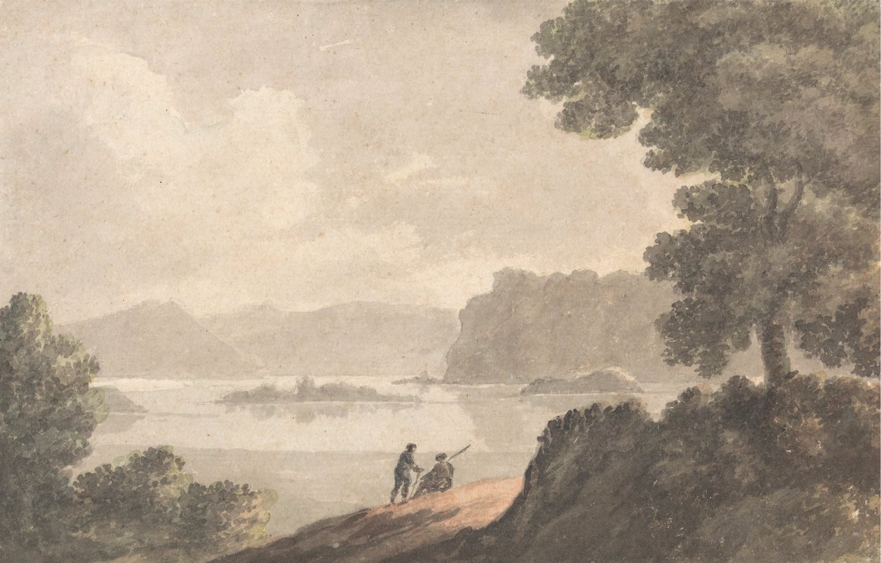 Alakok egy tóparti romantikus tájon alkotó: Robert Adam