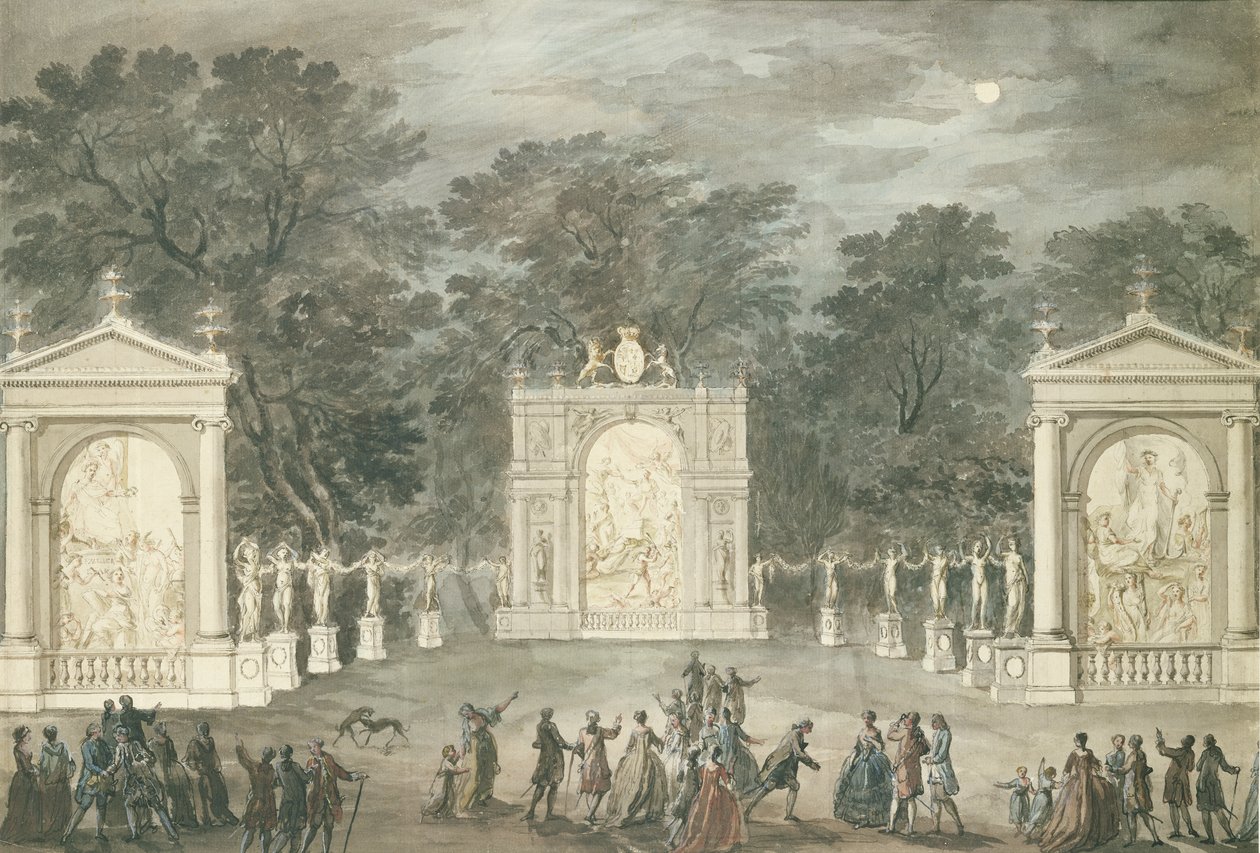 Illuminations a Buckingham House-ban III. György király születésnapjára, 1783. június 4-én (toll, tinta és WC papíron) alkotó: Robert Adam