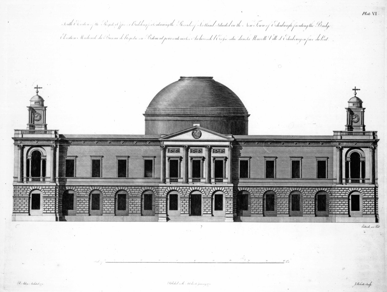 The South Elevation of Register House, Edinburgh, metszett J. Roberts, 1773 alkotó: Robert Adam