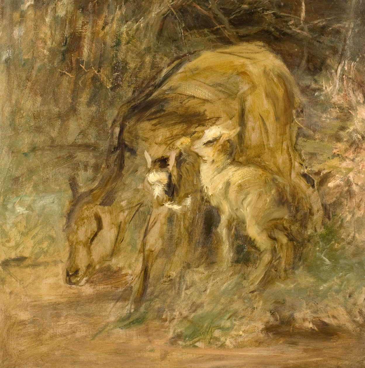 Kecske és gyerekek (olaj, vászon) alkotó: Robert Alexander