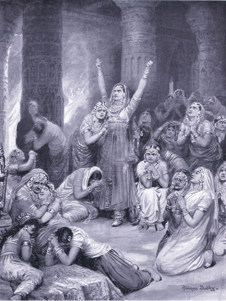 A Rajput szertartás Jakhur (holokauszt) 1567 AD ( litó) alkotó: Robert Ambrose Dudley