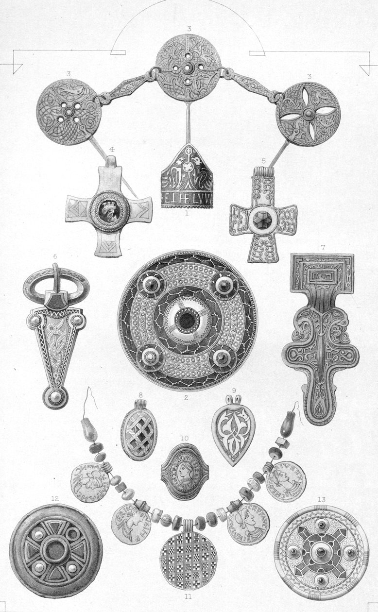 Angolszász emlékek. Személyes arany- és bronzdíszek, 1886 alkotó: Robert Anderson