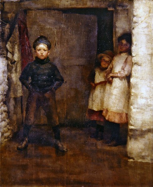 Az ajtóban (olaj, vászon) alkotó: Robert Anning Bell