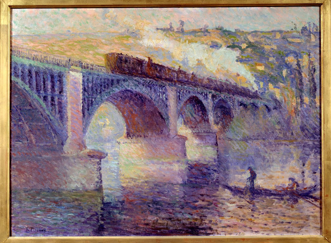 Le pont aux Anglais, napnyugta Robert Pinchon (1886-1943) festménye 20. század V. 0,52x0,73 m Rouen, Szépművészeti Múzeum alkotó: Robert Antoine Pinchon