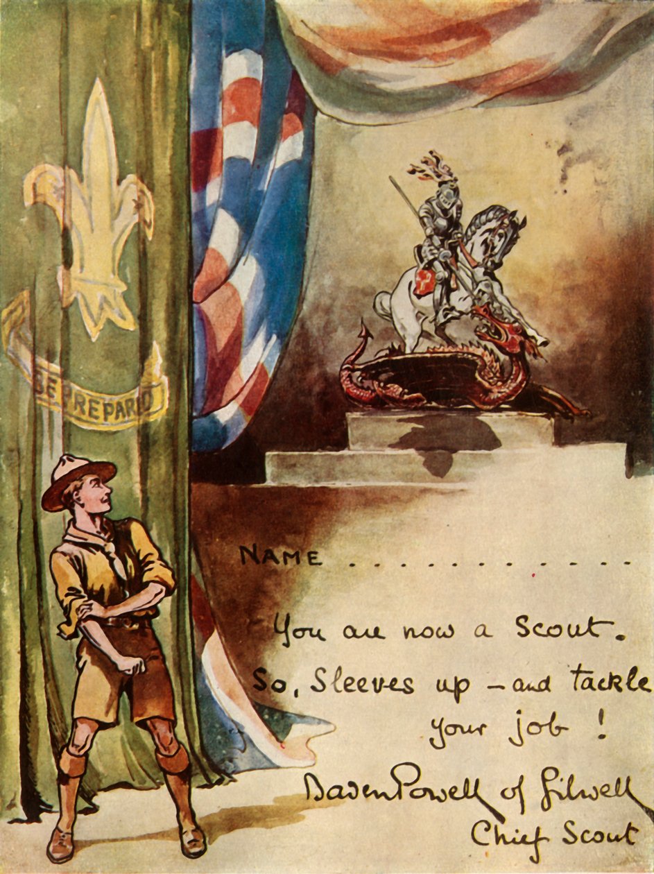 Tervezés a cserkészek számára beiratkozási kártya, 1944. alkotó: Robert Baden Powell