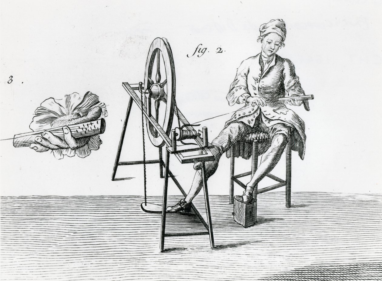Rusztikus közgazdaságtan, pamut, Denis Diderot 1713-84-es enciklopédiájából, 164438-as bw-fotó részlete, metszet alkotó: Robert Benard