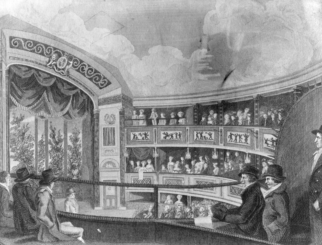 A Drury Lane melletti Olimpiai Színház belseje, Henry Richard Cook metszete, 1816 alkotó: Robert Blemell Schnebbelie