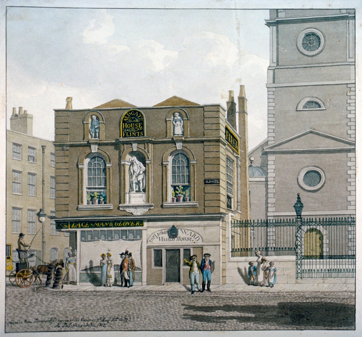 Aldgate House, Aldgate High Street, London, 1815 alkotó: Robert Blemmell Schnebbelie