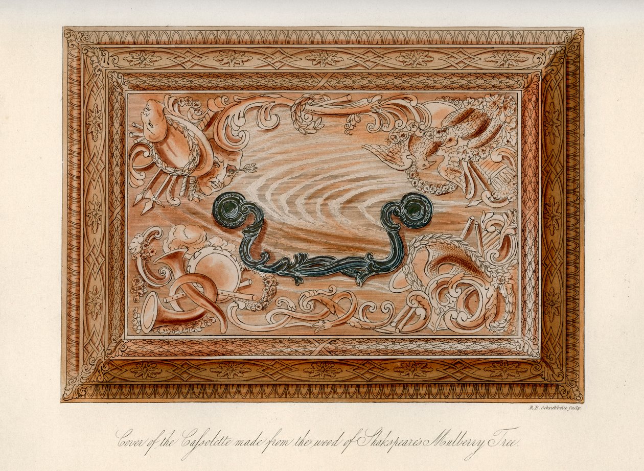 Shakespeare eperfa fájából faragott kazetta, XVIII. század, 1840 alkotó: Robert Blemmell Schnebbelie