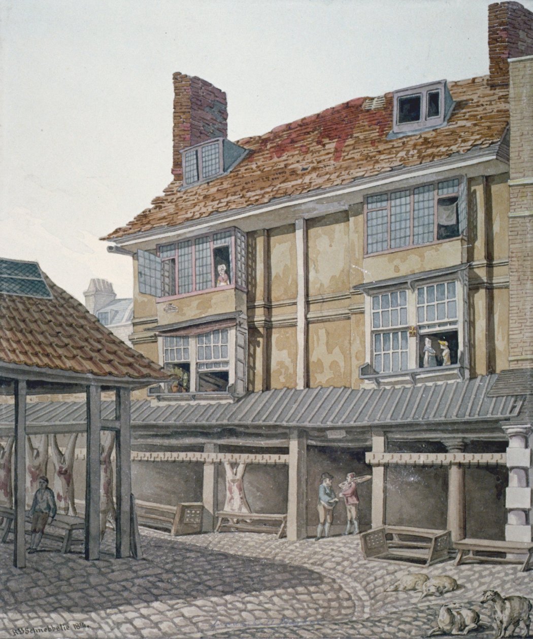 Leadenhall Market, City of London, 1814. alkotó: Robert Blemmell Schnebbelie