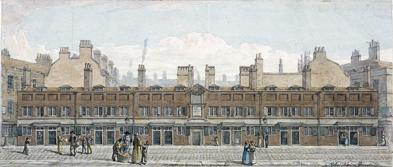 Monkwell Street, London, 1818 alkotó: Robert Blemmell Schnebbelie