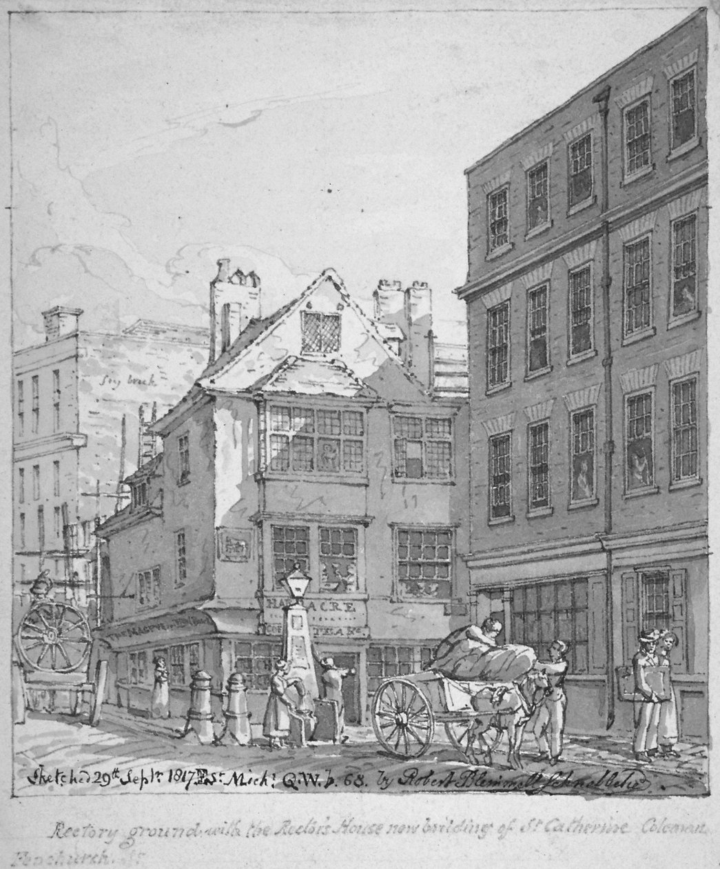 St Katherine Coleman Rectory, Fenchurch Street, London City, 1817 alkotó: Robert Blemmell Schnebbelie