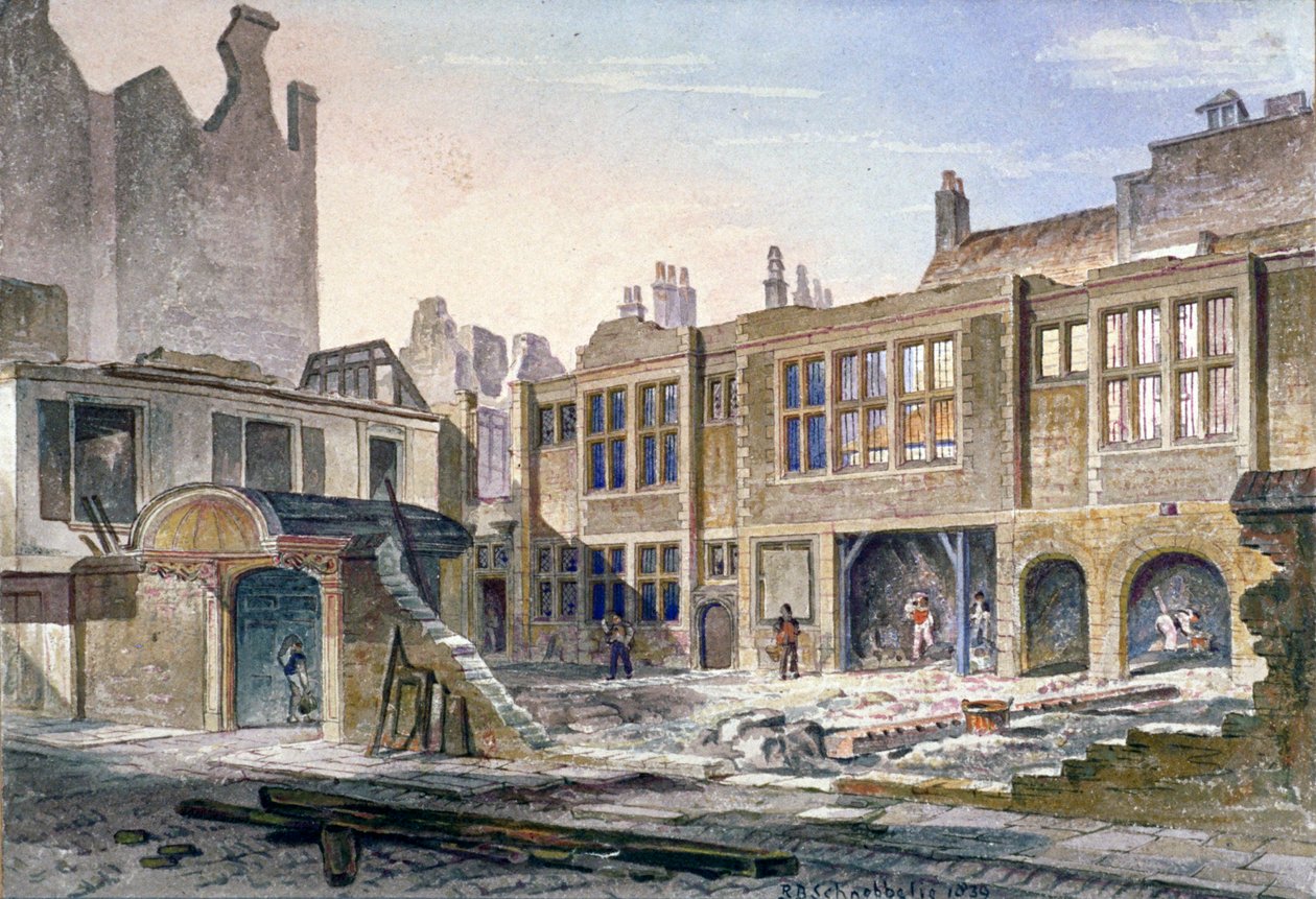 Kilátás a Winchester Place lerombolására, London, 1839 alkotó: Robert Blemmell Schnebbelie