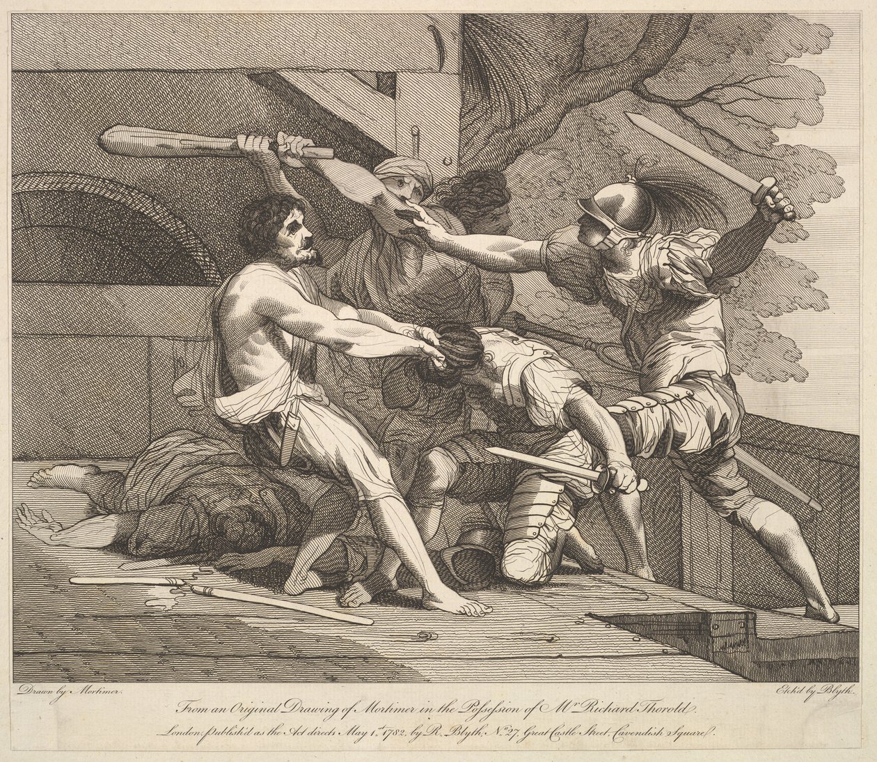 Egy Banditti erőd megtámadása, 1782. május 1. alkotó: Robert Blyth