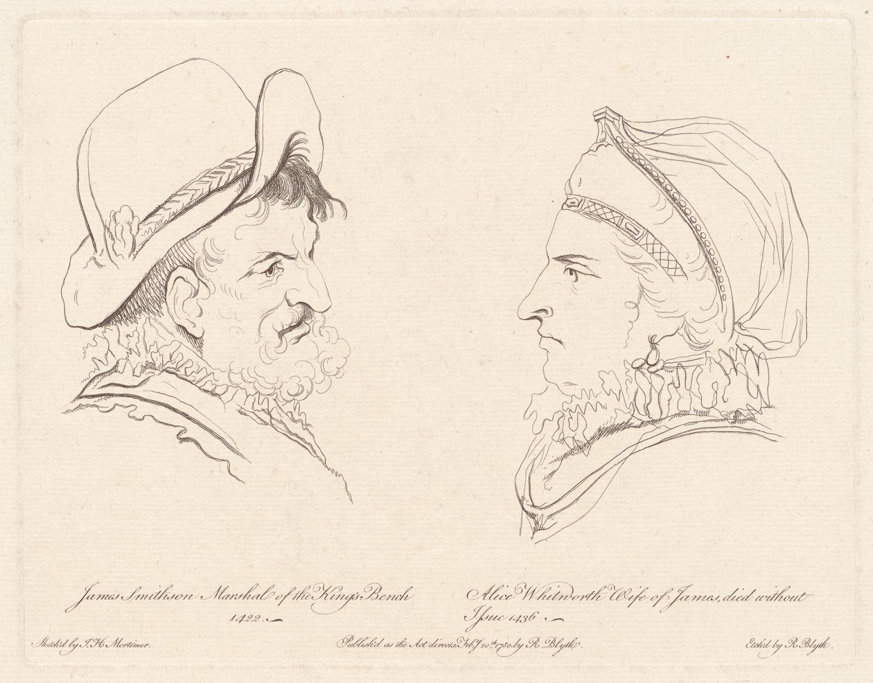 James Smithson és Alice Whitworth alkotó: Robert Blyth, after John Hamilton Mortimer