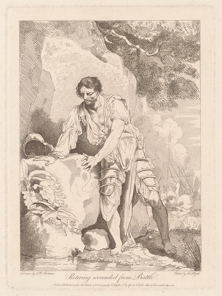 Visszavonul a csata sebesültjeként alkotó: Robert Blyth, after John Hamilton Mortimer