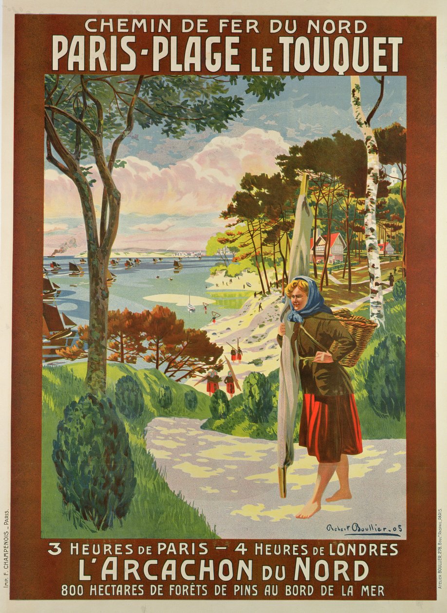 Paris-Plage le Touquet-t reklámozó plakát, Pas de Calais, 1910 körül (színes litó) alkotó: Robert Boullier