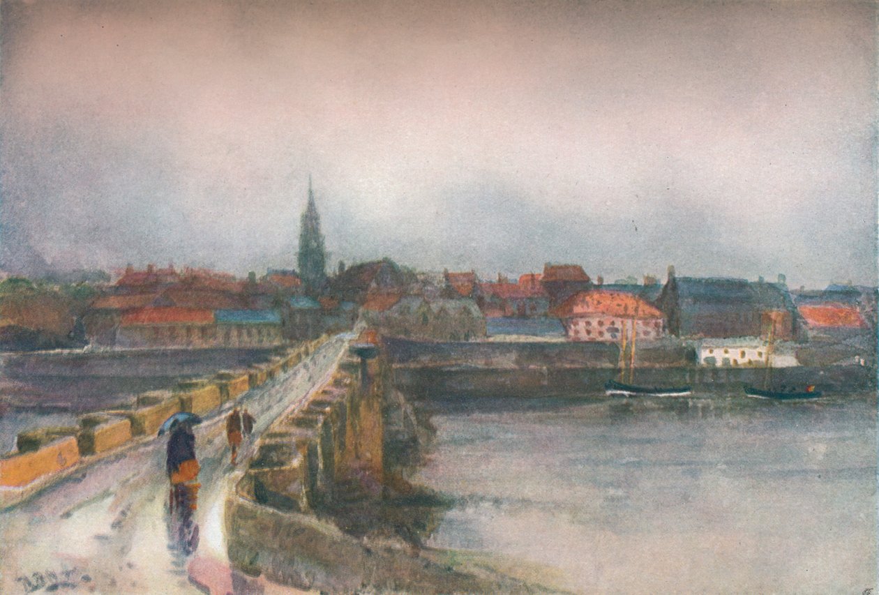 Egy nedves nap, Old Berwick Bridge, 1877-1906, 1906. alkotó: Robert Buchan Nisbet