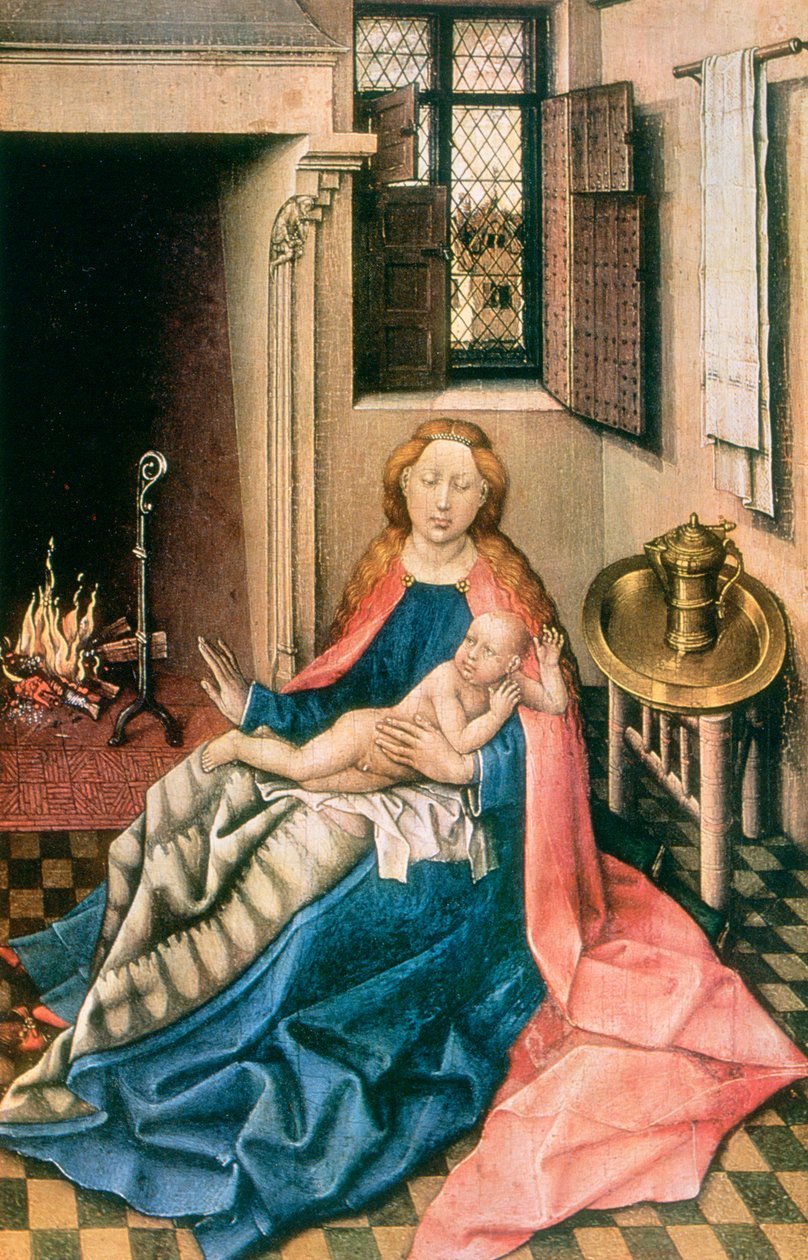 Madonna és gyermek a kandalló előtt, 1430-as évek alkotó: Robert Campin