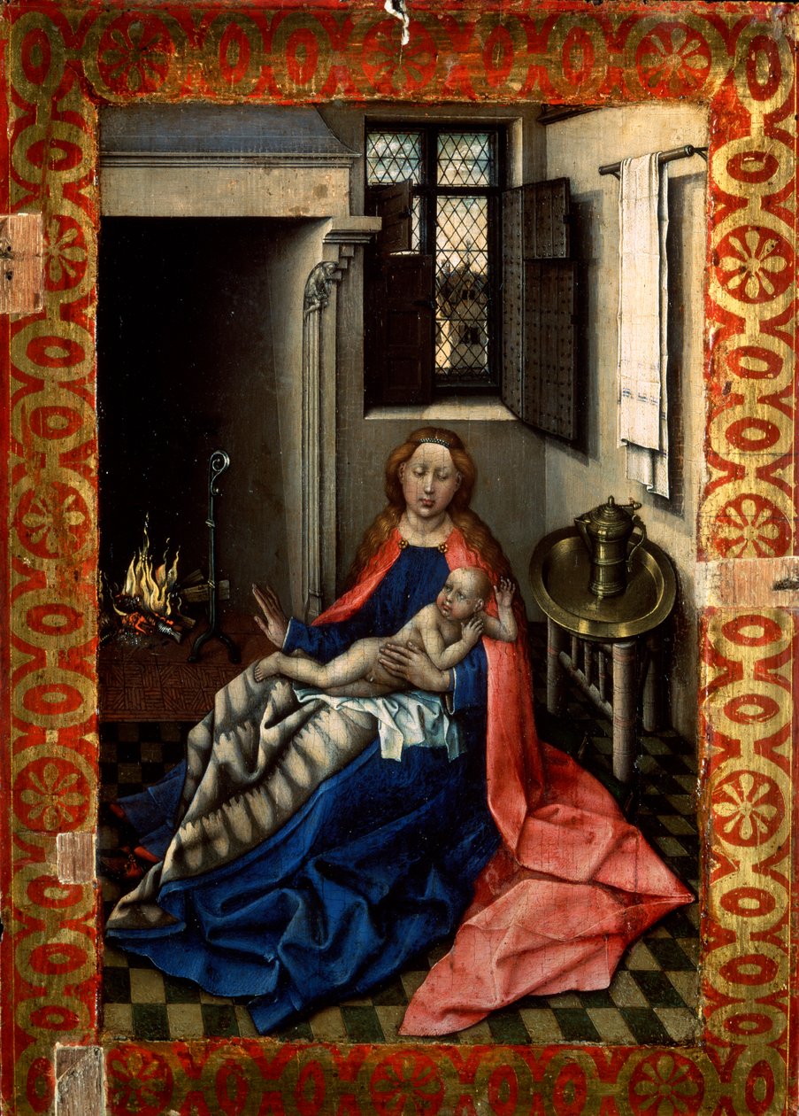 Madonna és gyermek a kandalló előtt, 1430-as évek. alkotó: Robert Campin