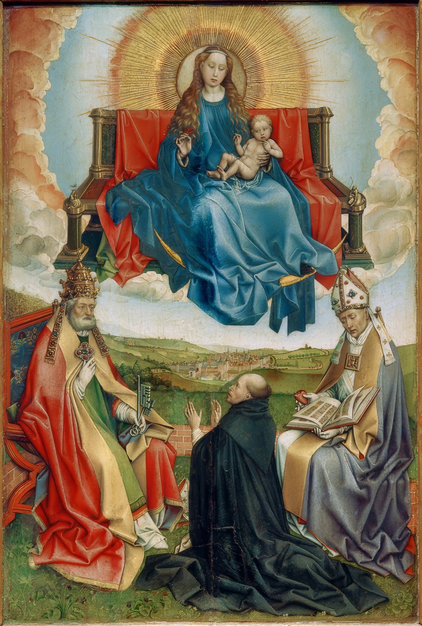 Madonna a dicsőségben az adományozókkal és St. Péter és Ágoston alkotó: Robert Campin