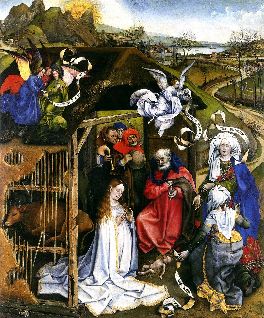 Születés, 1425 körül alkotó: Robert Campin