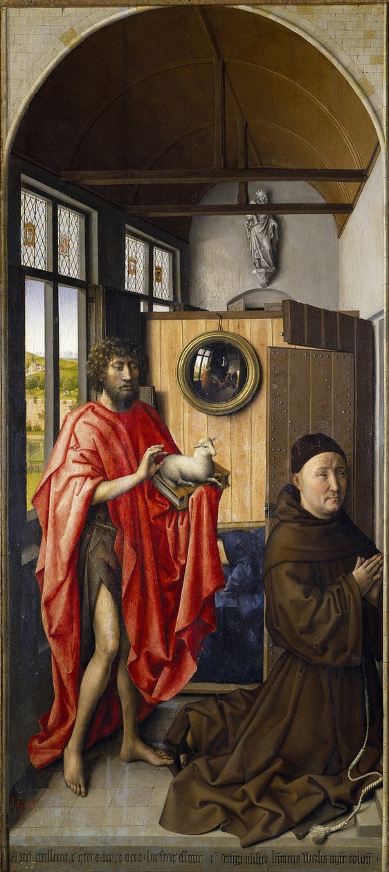 Keresztelő Szent János és Heinrich von Werl ferences, 1437 alkotó: Robert Campin