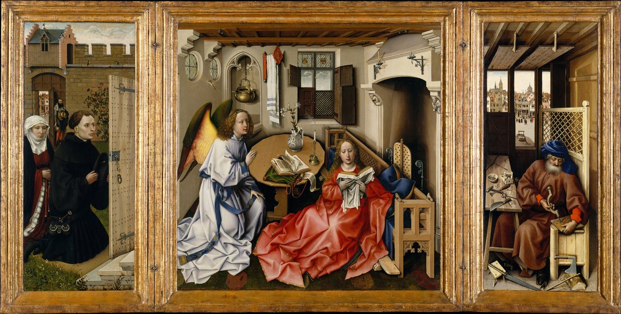 Az Angyali üdvözlet mérodei oltárképe, kb. 1428-1432 alkotó: Robert Campin