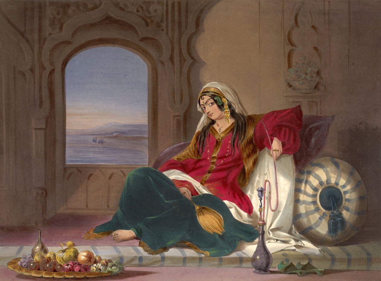Kandahári rangú hölgy, dohányos, 1848 alkotó: Robert Carrick