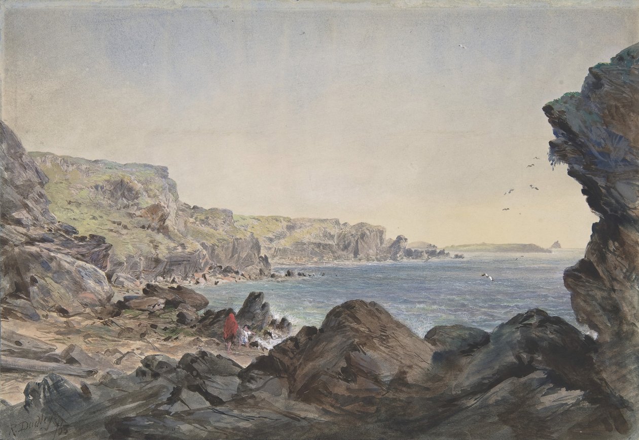 Foilhummerum-öböl, Valentia, Tengerre nézve a ponttól, ahol a kábel..., 1865-66. alkotó: Robert Charles Dudley