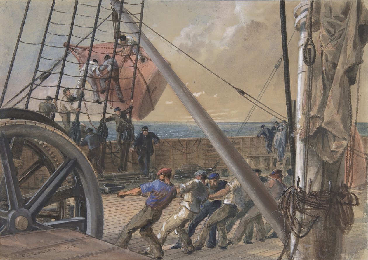 Kiszállás az egyik nagy bójából a vízre bocsátáshoz, 1865. augusztus 2., 1865. alkotó: Robert Charles Dudley