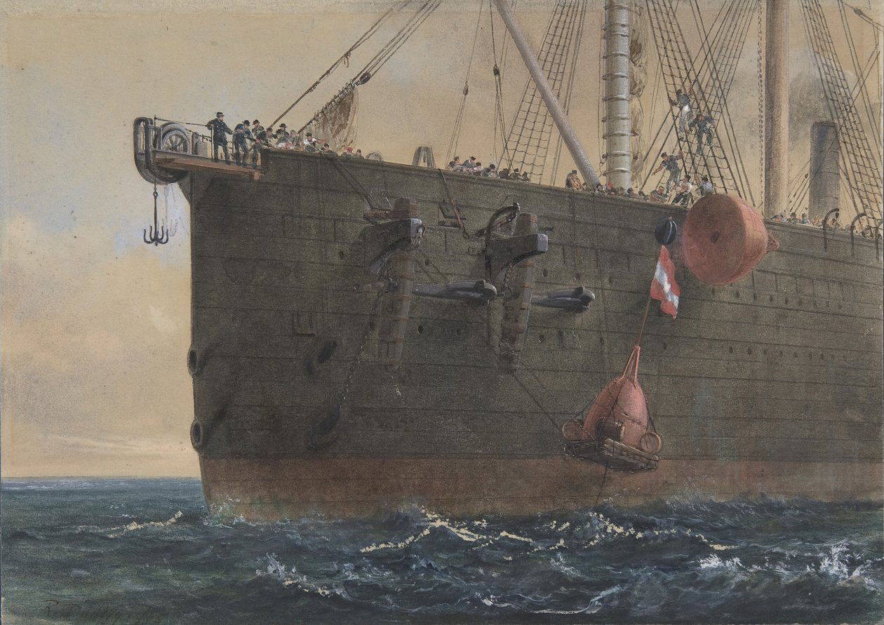 A Nagy Kelet íjaiban: A kábel megszakadt és elveszett, felkészülés a megbirkózásra, 1865. augusztus 2., alkotó: Robert Charles Dudley
