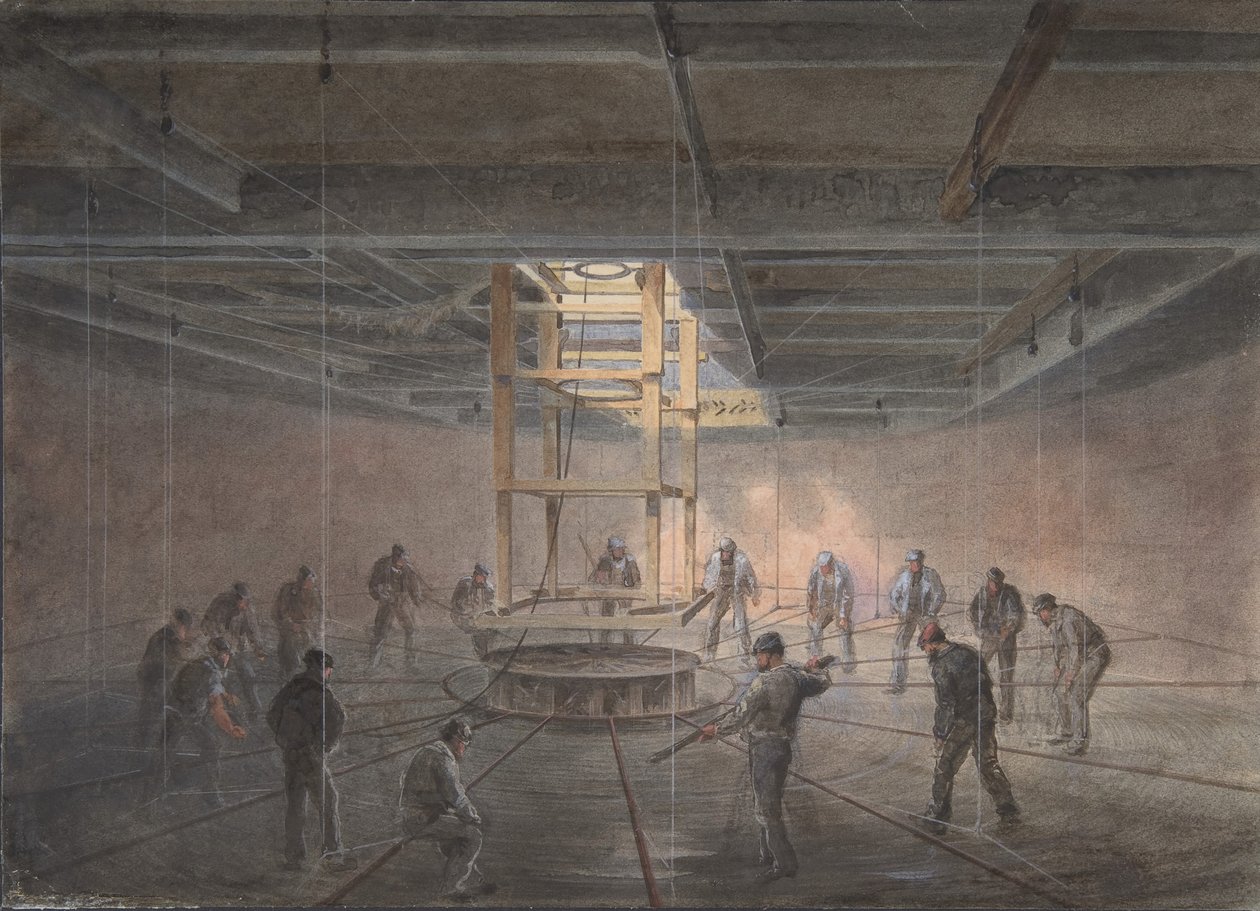 Az egyik tank belseje a Great Eastern fedélzetén: The Cable Passing Out, 1865-66. alkotó: Robert Charles Dudley