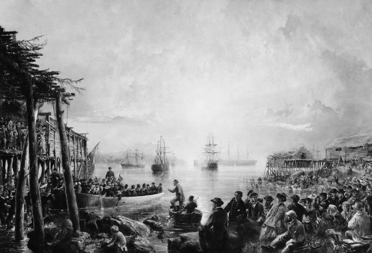 Leszállás Új-Fundlandon, kb. 1866. alkotó: Robert Charles Dudley