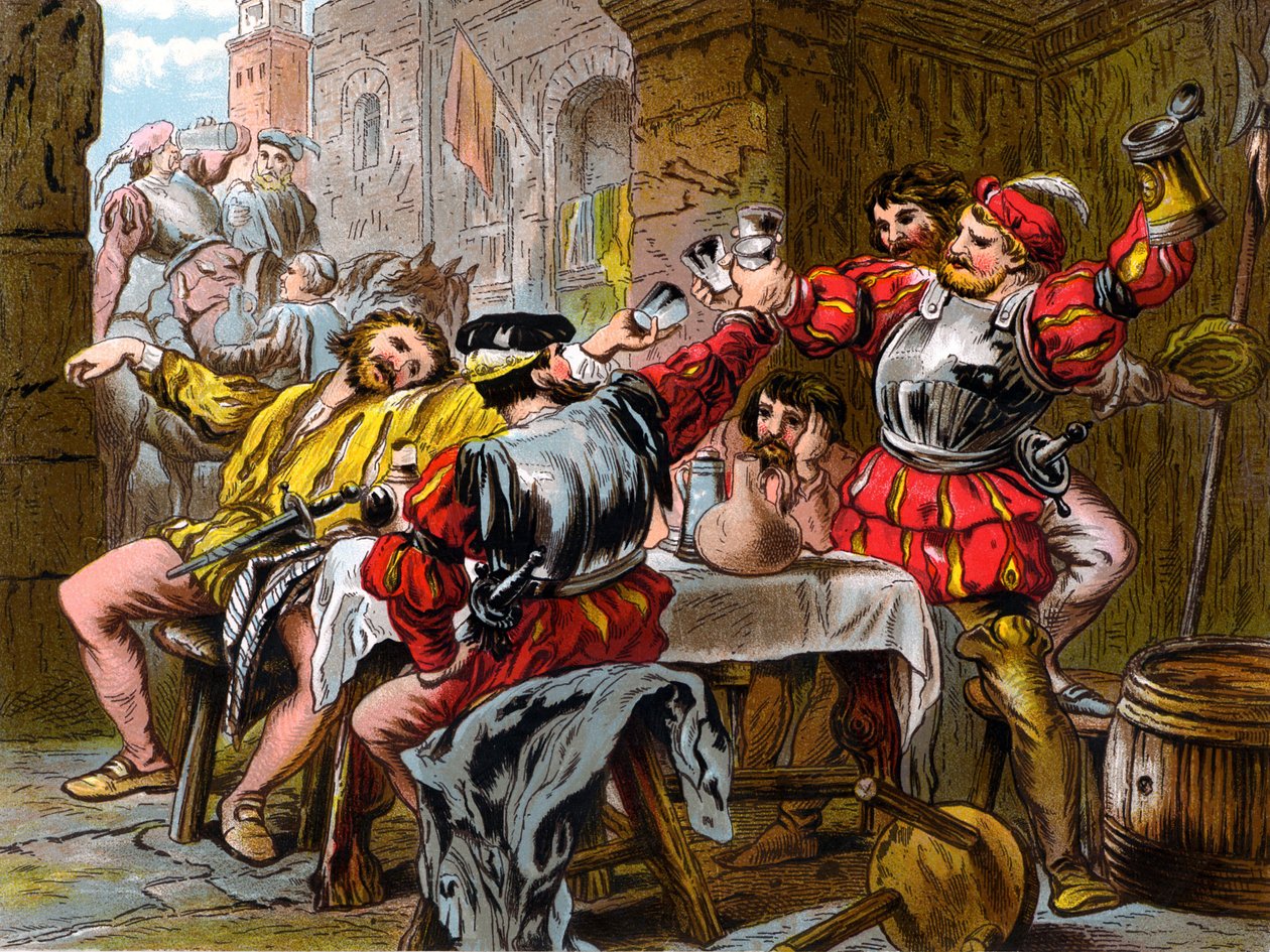 "Let me the Canakin Clink" Othello Act II. jelenet II. (színes kőnyomat) alkotó: Robert Charles Dudley