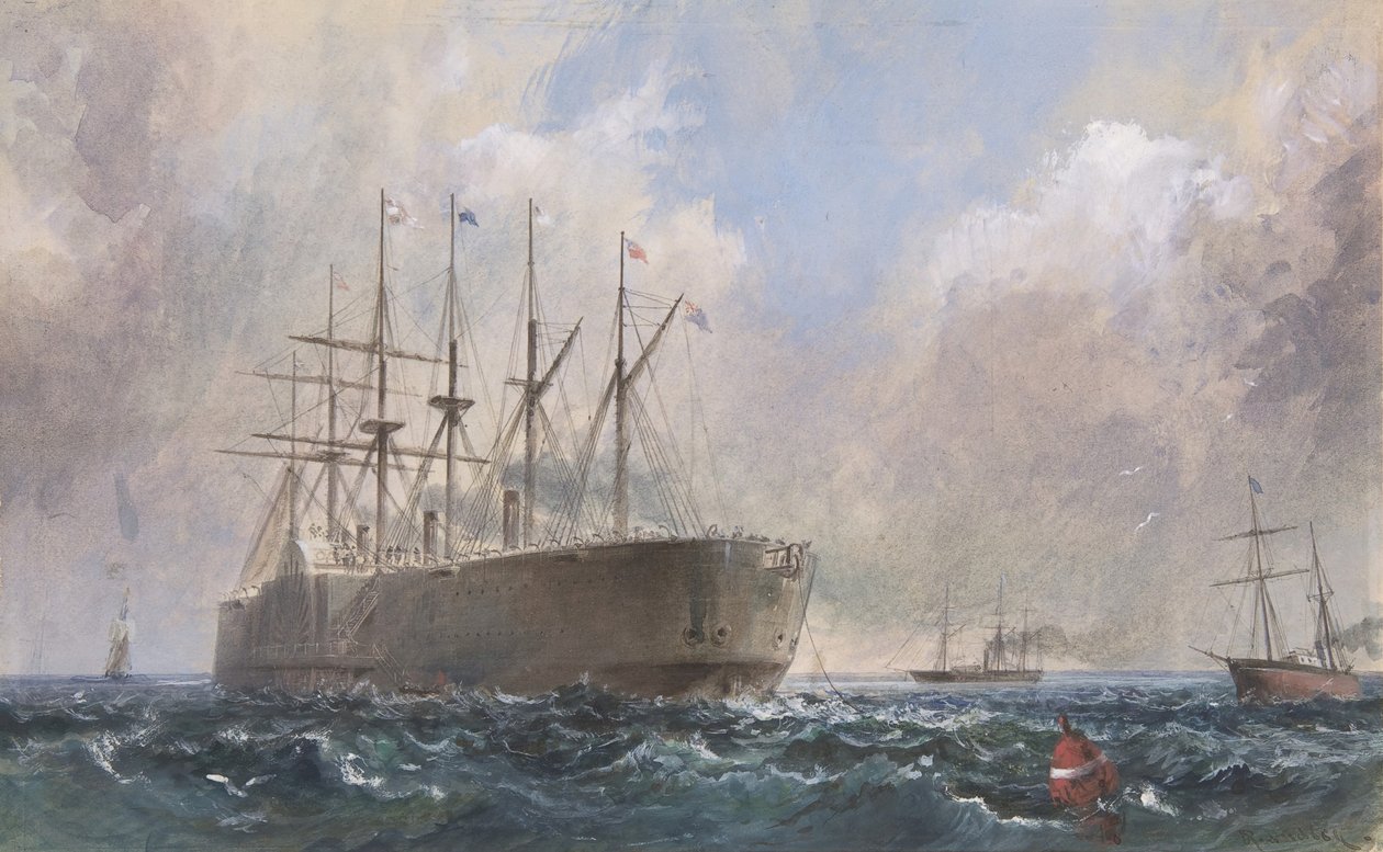 Távírókábel-flotta a tengeren, 1865, 1865-66. alkotó: Robert Charles Dudley