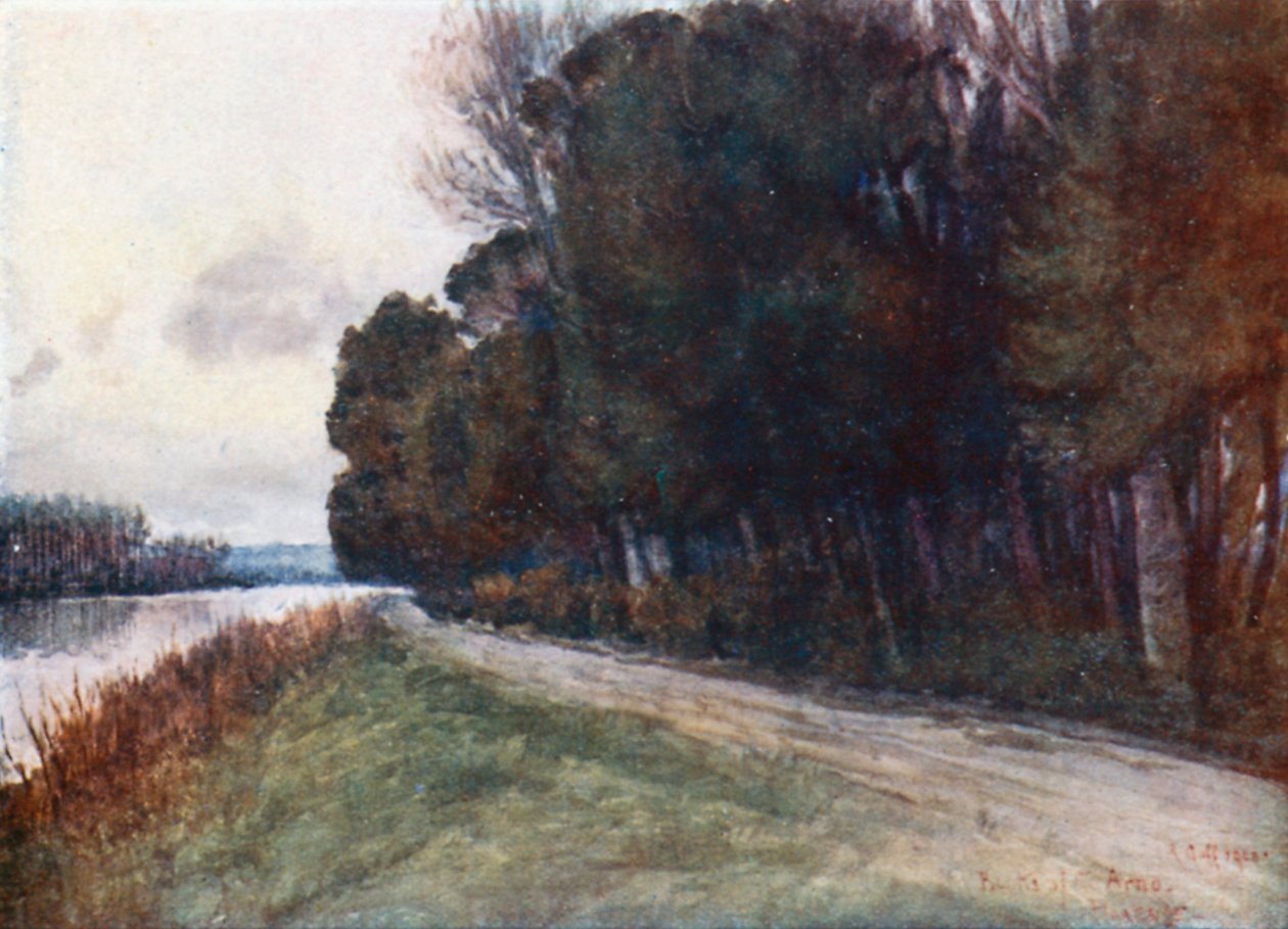 Az Arno partjai (színes litográfia) alkotó: Robert Charles Goff