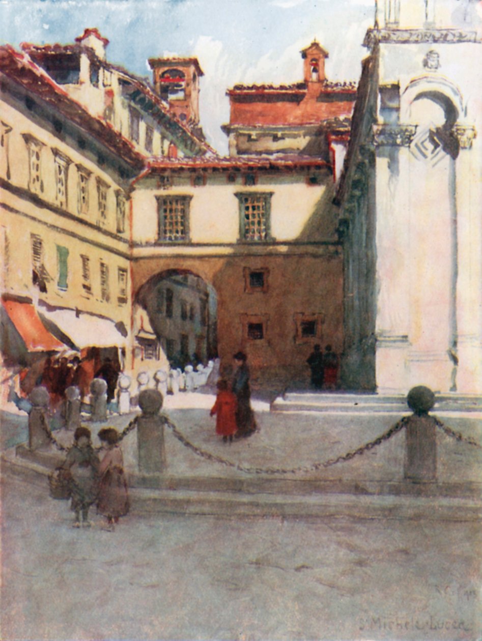 Piazza San Michele, Lucca (színes litográfia) alkotó: Robert Charles Goff