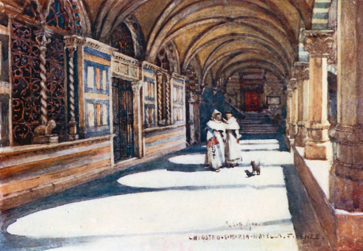 A Santa Maria Novella zöld kerengője (színes litográfia) alkotó: Robert Charles Goff