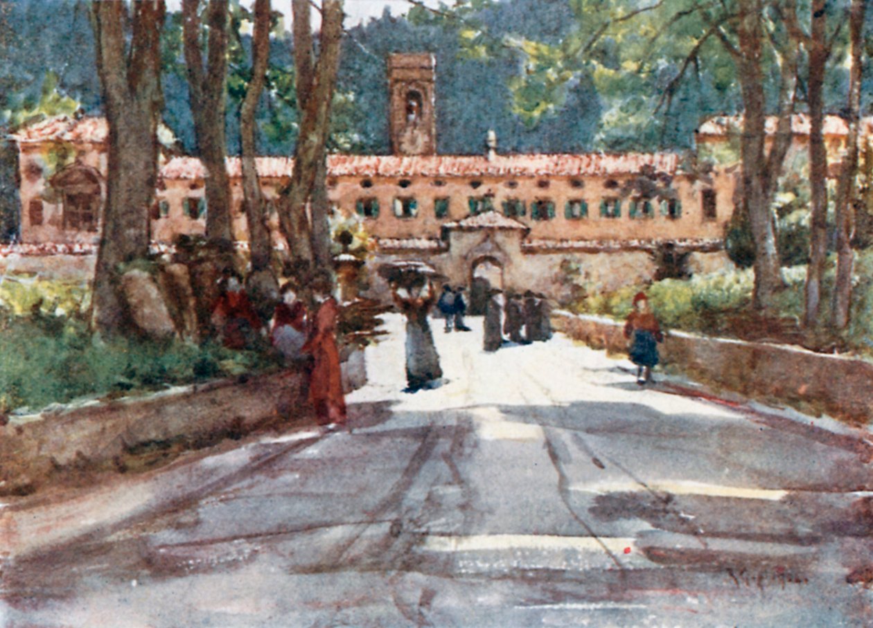 Vallombrosa régi kolostora (színes litográfia) alkotó: Robert Charles Goff