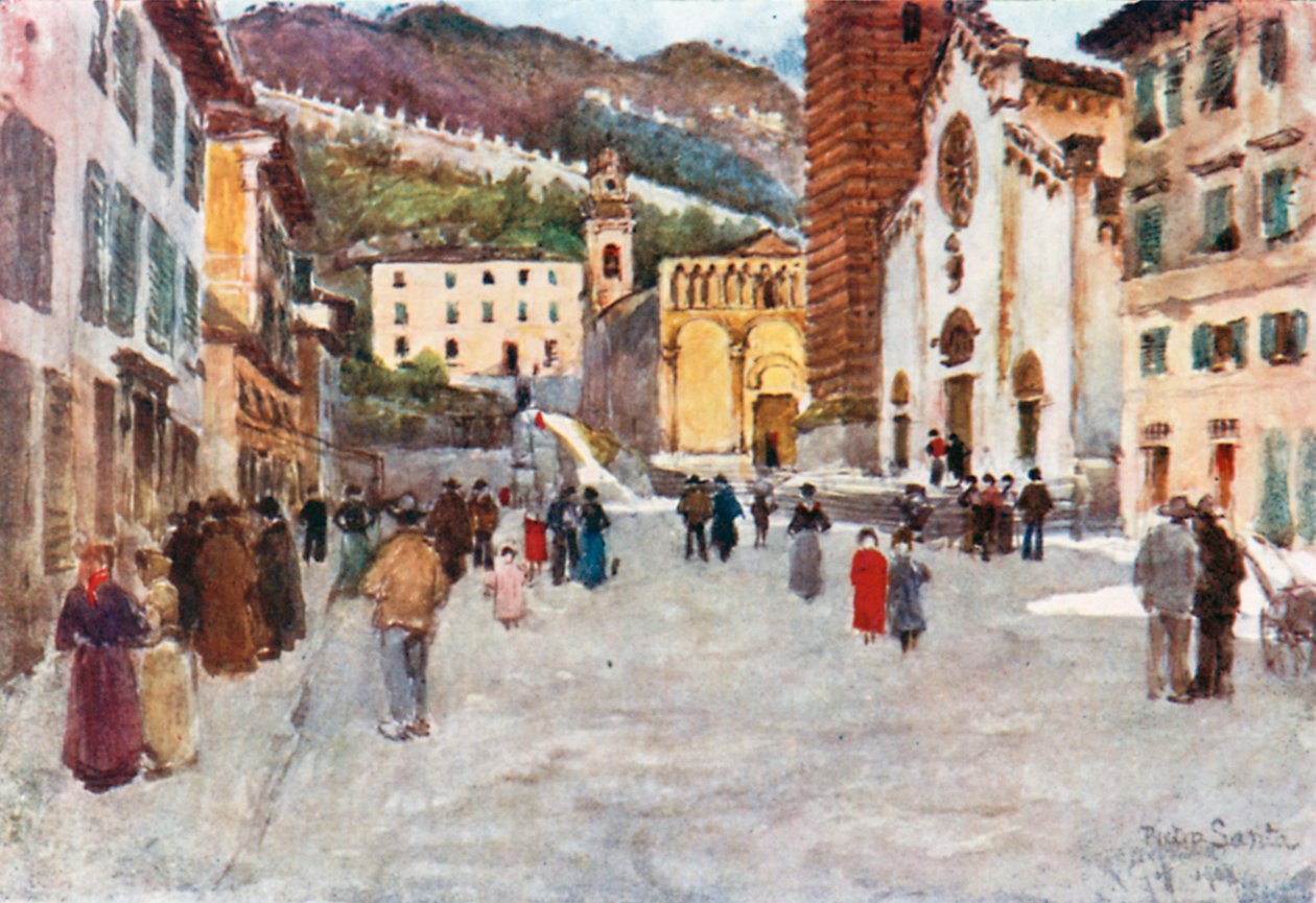 A Piazza, Pietra Santa, Viareggio közelében (színes lithó) alkotó: Robert Charles Goff