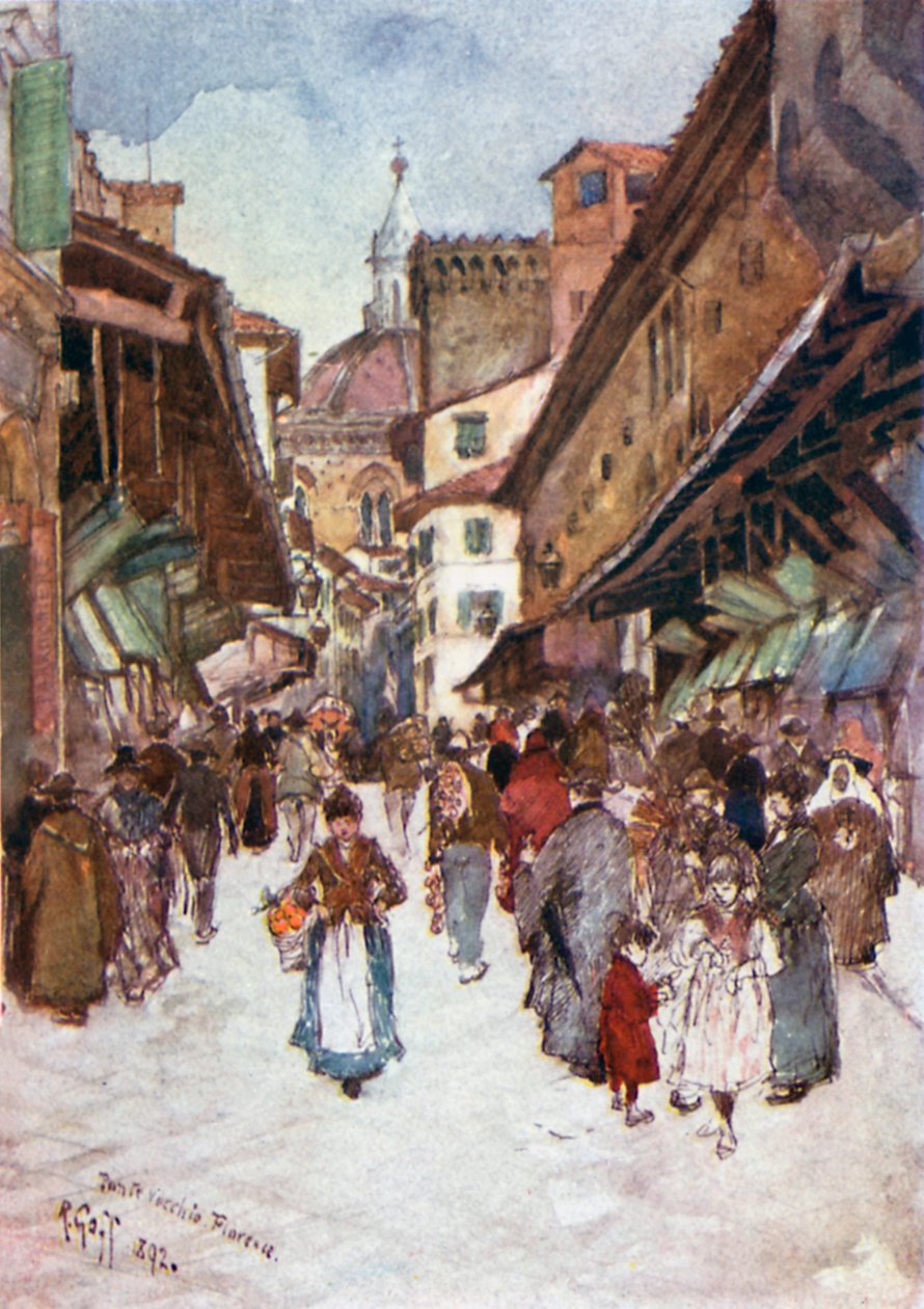 A Ponte Vecchio (színes litográfia) alkotó: Robert Charles Goff