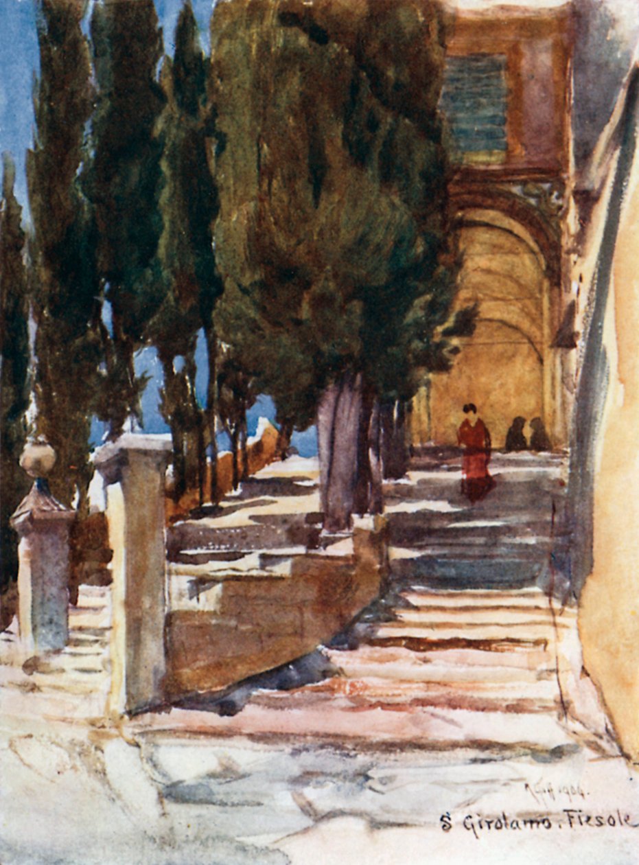 A San Girolamo kolostor lépcsője (színes litográfia) alkotó: Robert Charles Goff