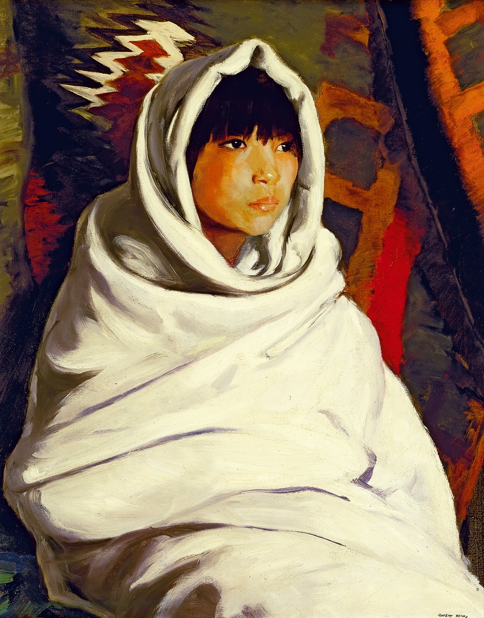 Indián lány fehér takaróban, 1917 alkotó: Robert Cozad Henri