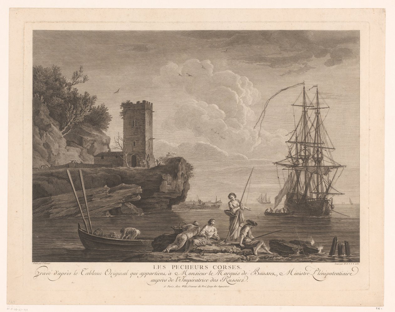 Tengerre néző halászokkal Les Pecheurs Corses. alkotó: Robert Daudet (II) (attributed to)