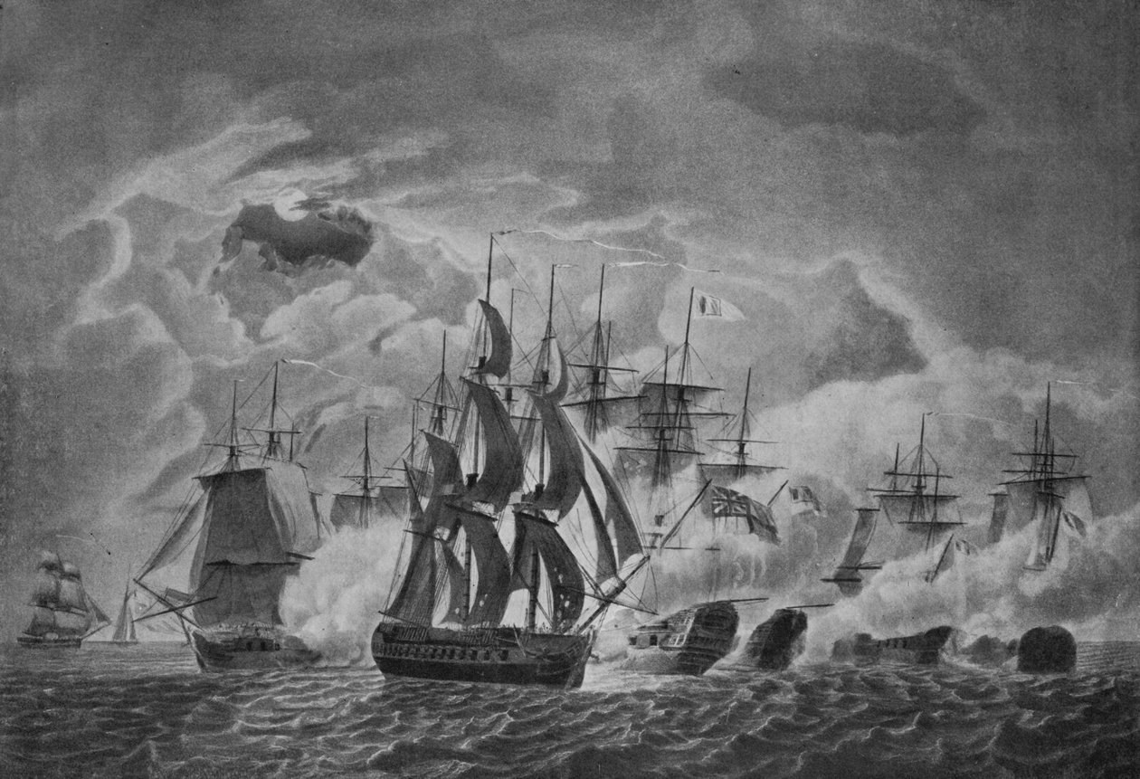 Trollopes kapitány, híres akció, c1800 alkotó: Robert Dodd