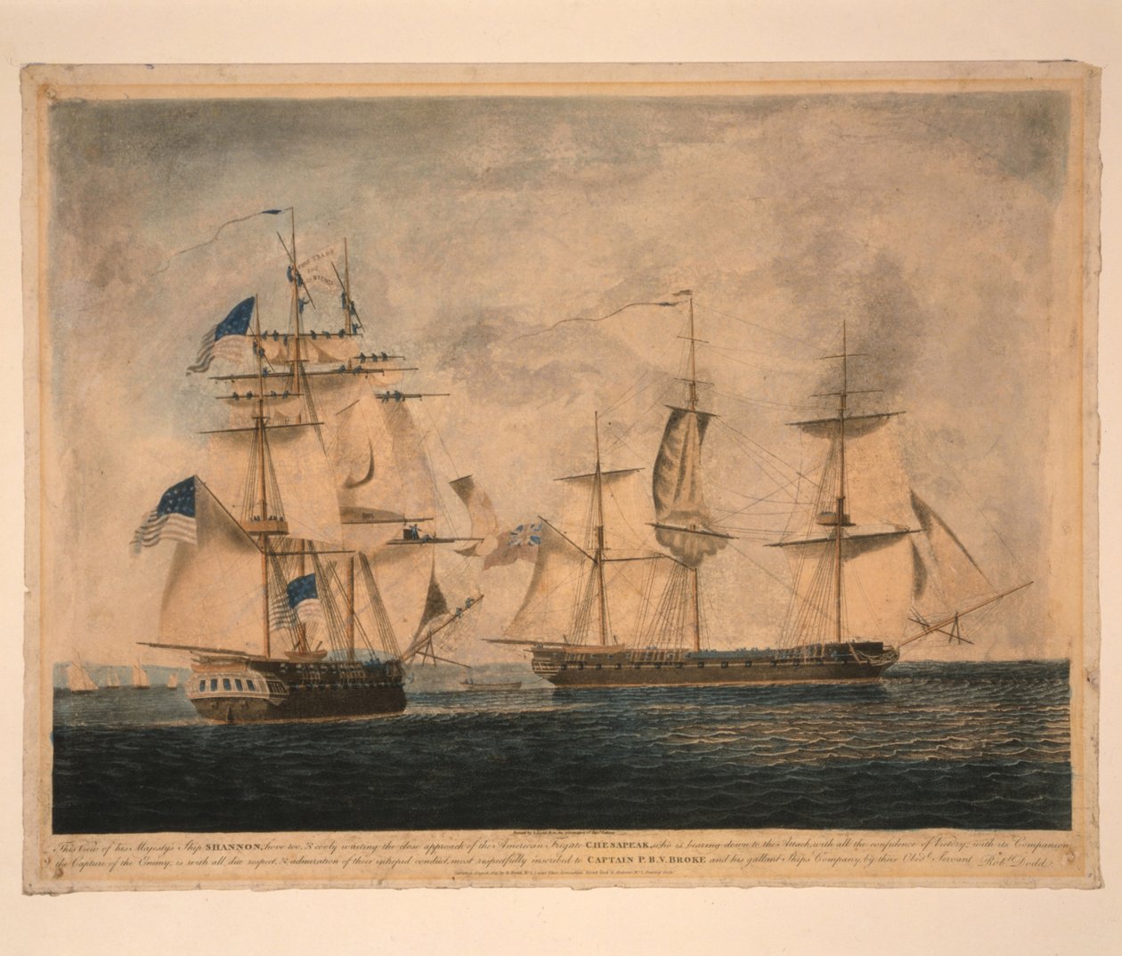A HMS Shannon elfoglalja a USS Chesapeake-et 1813. június 1-jén alkotó: Robert Dodd