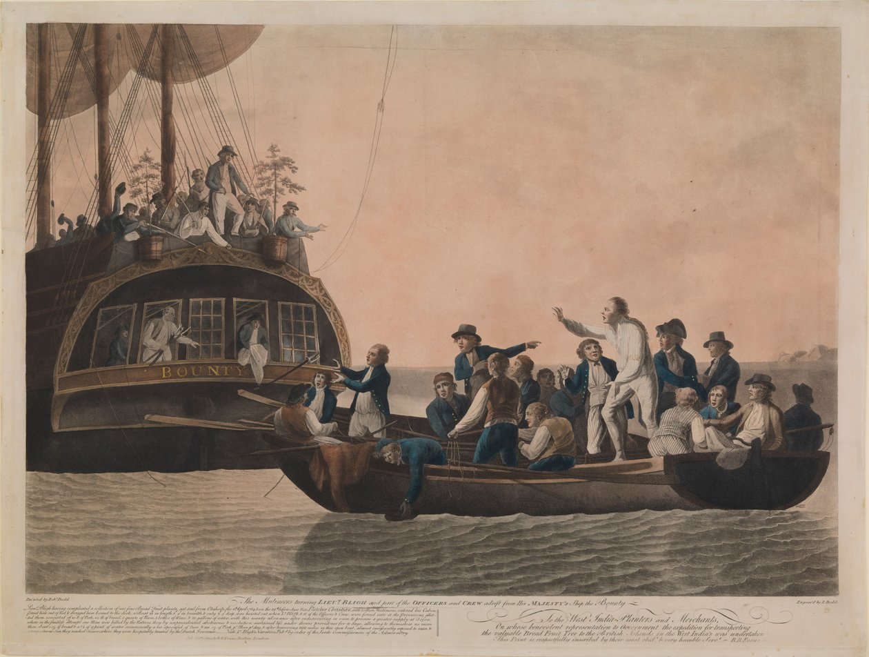 A lázadók elfordítják Bligh-t és legénységét a "Bounty"-ról, 1789. április 29. alkotó: Robert Dodd